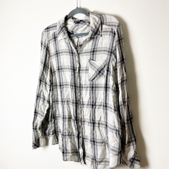 TORRID • Women’s White Plaid Twill Shirt Button Down Size 1X - Picture 3 of 8